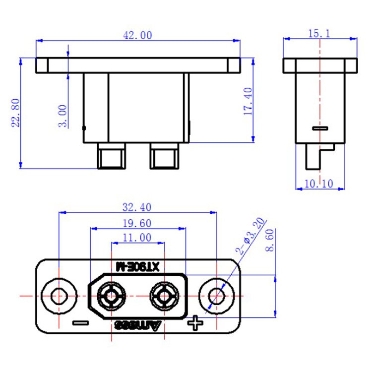 Drone Battery Connector - 30PCSAmass Nero XT90E-M Montaggio A Pannello