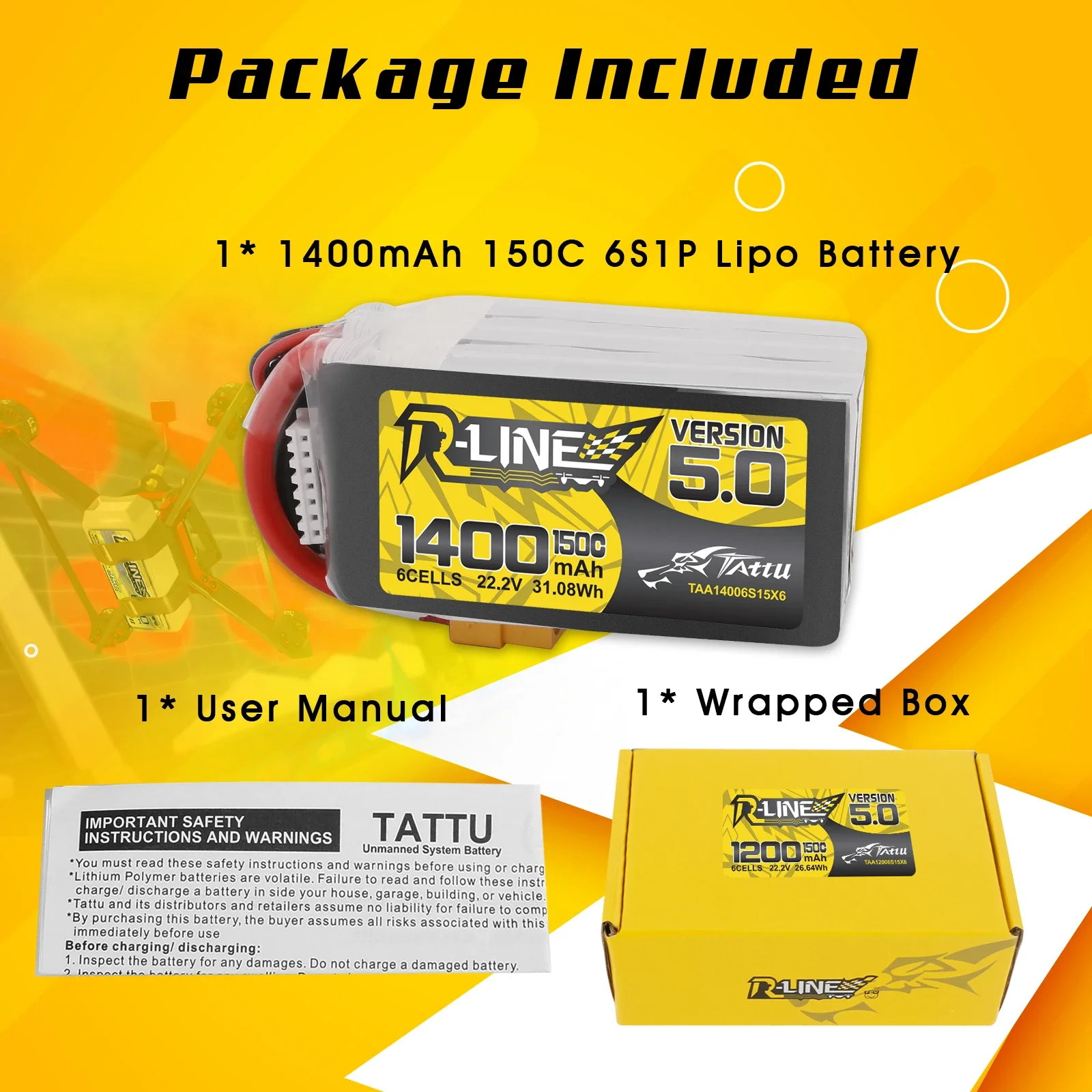 Tattu R-Line 1200mAh 1400mAh 6 - Drone Battery 6S recensione e prezzo