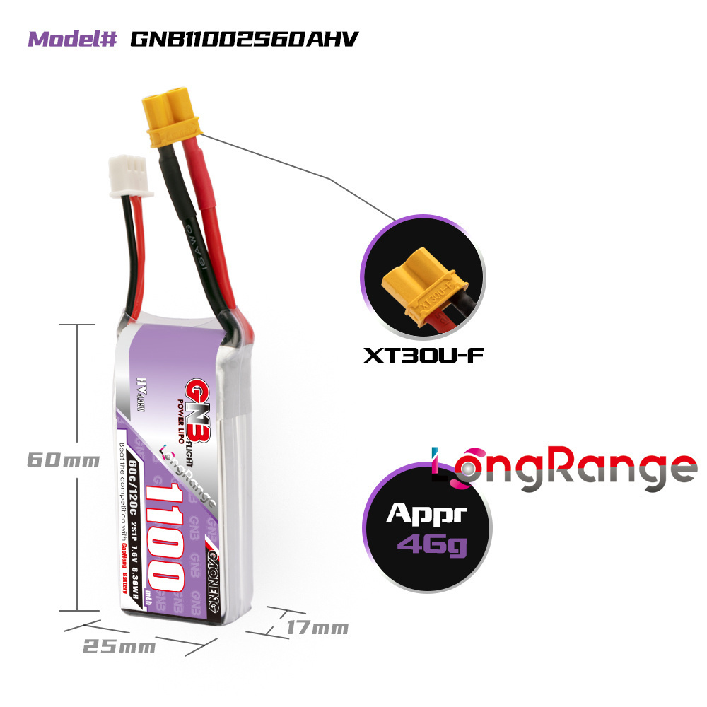 GNB 1100mAh 2S 3S 4S 6S 60C/12 - Drone Battery Connector recensione e prezzo