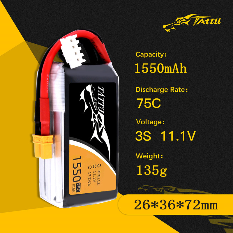 Batteria TATTU 3S 11.1V 1550mA - Drone Battery 3S recensione e prezzo